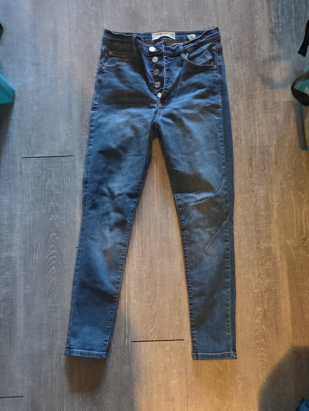 Garage Women’s Skinny Jeans in Dark Blue with Button-Fly